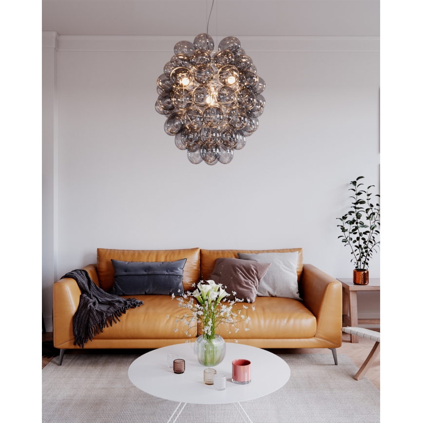 ByRydens - Viseči lestenec na kablu DELUXE 4xE14/5W/230V siva/dimljena