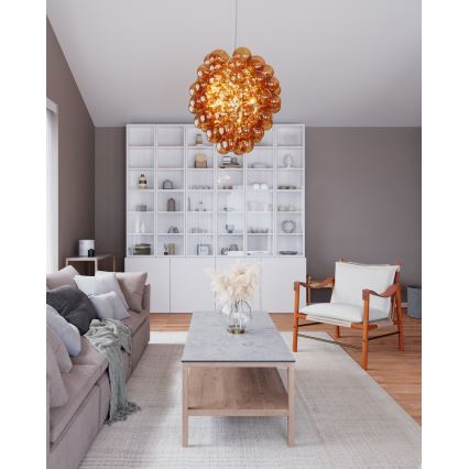ByRydens - Lestenec na vrvici DELUXE 4xE14/5W/230V dimna/rjava pr. 64 cm