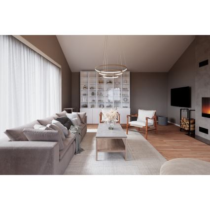 ByRydens - LED viseči lestenec na jekleni vrvici TRIONE LED/45W/230V, bež, premer 80 cm