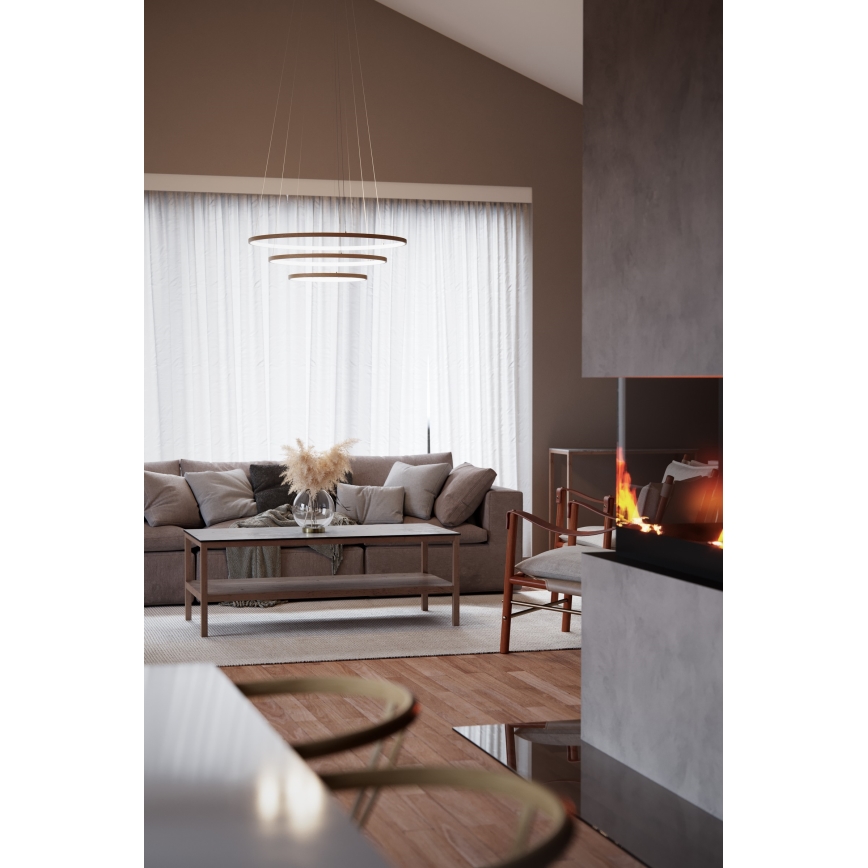 ByRydens - LED Lestenec na vrvici TRIONE LED/45W/230V rjava pr. 80 cm