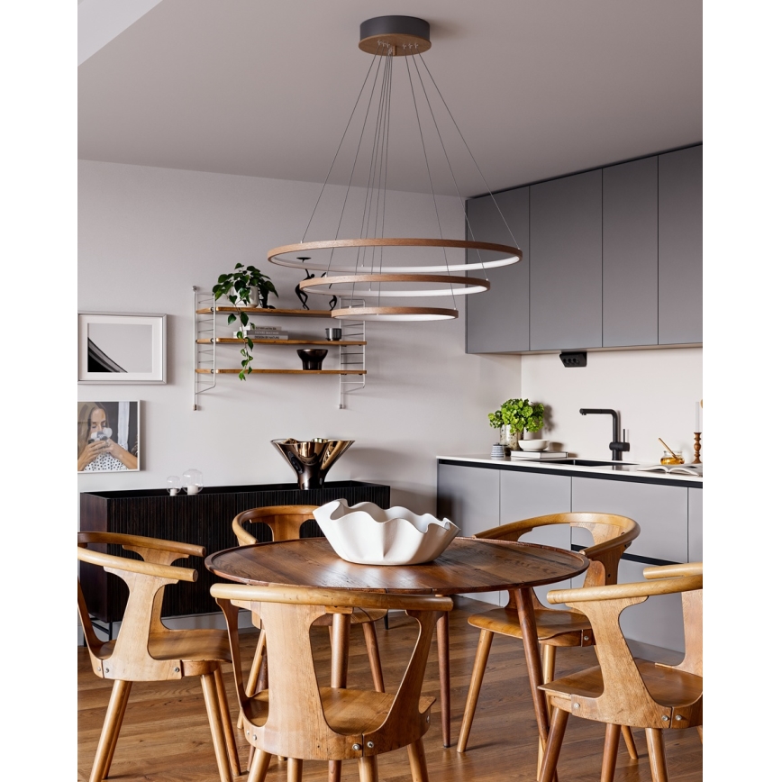 ByRydens - LED lestenec na jeklenem lanku TRIONE LED/45W/230V rjav premer 80 cm