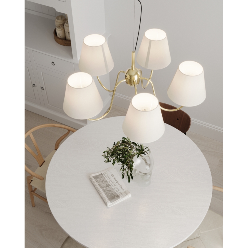 ByRydens - Viseči lestenec na kablu LYNF 5xE14/8W/230V medenina/bela