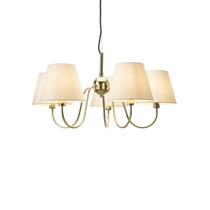 ByRydens - Viseči lestenec na kablu LYNF 5xE14/8W/230V medenina/bela