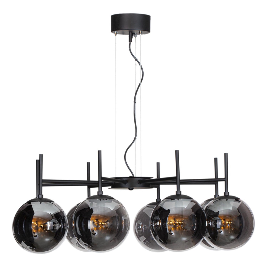 ByRydens - Lestenec na vrvici BOYLE 8xE27/5W/230V dimna/črna pr. 83 cm