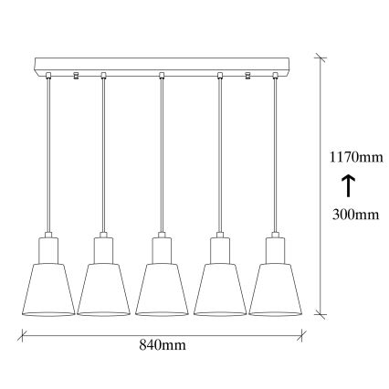 Candelabru pe cablu KEM 5xE27/40W/230V negru