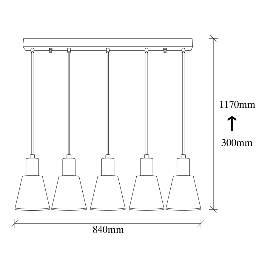 Candelabru pe cablu KEM 5xE27/40W/230V negru