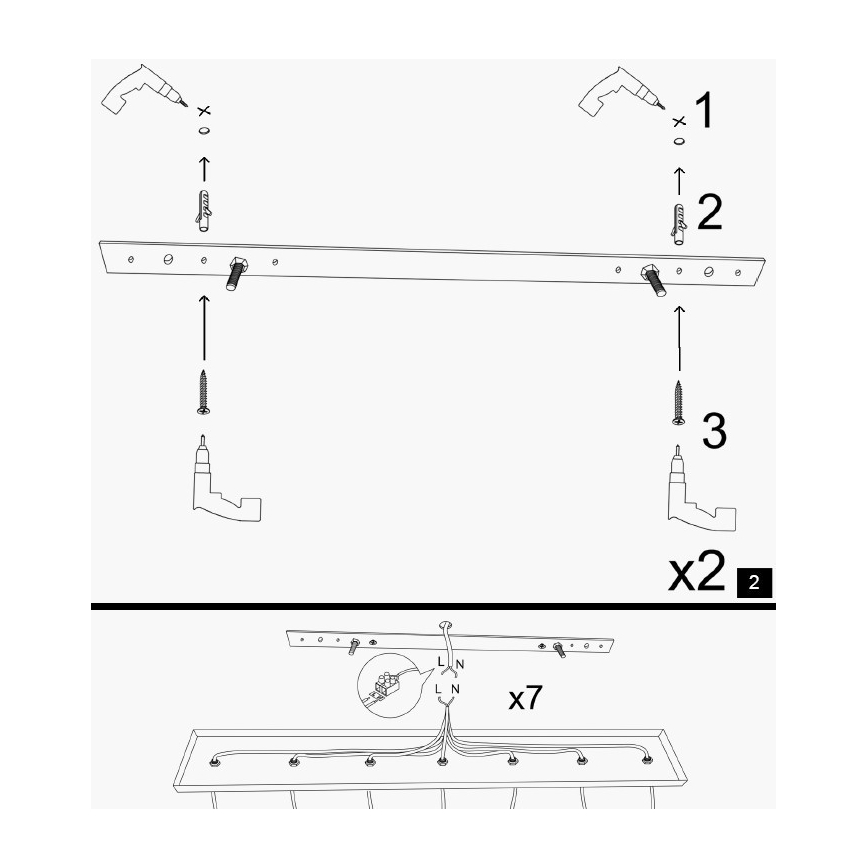 Candelabru pe cablu KEM 5xE27/40W/230V negru