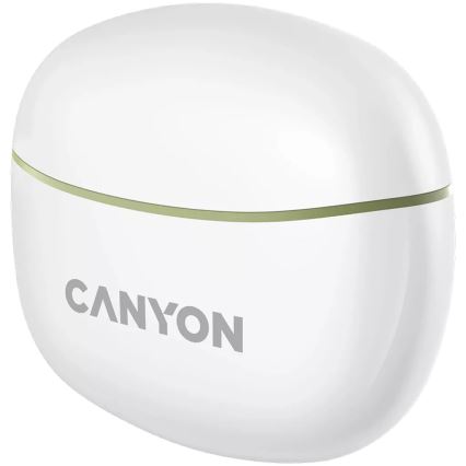 Canyon - Brezžični stereo earphones True Brezžični 500 mAh + 2x 40 mAh bela/zelena