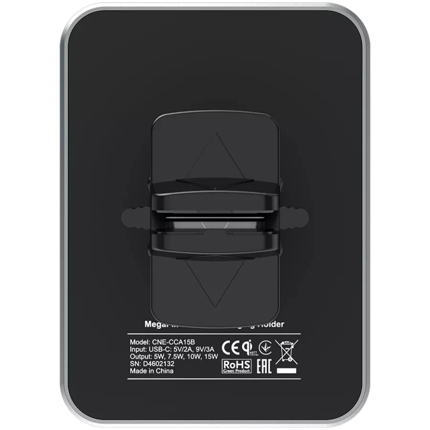 Canyon - Magnetni avto nosilec za telefon s funkcijo brezžičnega polnjenja Qi 5V, kvadratni, črne barve