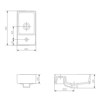 Cersanit K114-004 - Umivalnik za pult CREA 22x40 cm keramika/sijajno bela