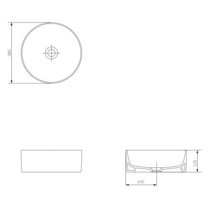 Cersanit K114-020 - Umivalnik za pult CREA premera 38 cm keramika/sijajno bela