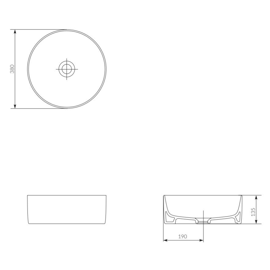 Cersanit K114-020 - Umivalnik za pult CREA premera 38 cm keramika/sijajno bela
