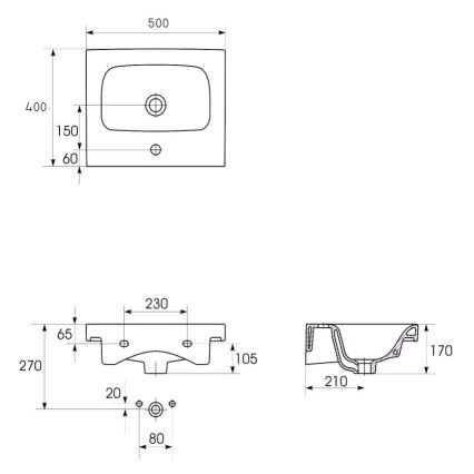 Cersanit K116-009 - Nadpultni/stenski umivalnik MODUO 40x50 cm keramika/sijajno bela