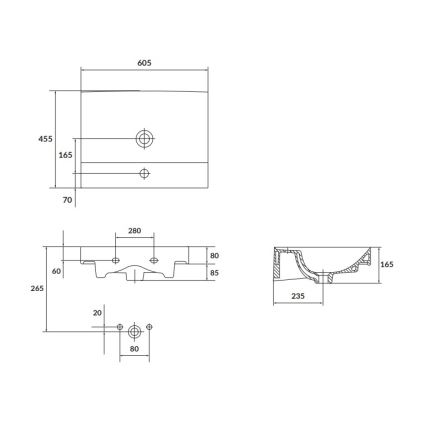 Cersanit K120-009 - Vgradni umivalnik LARGA 45,5x60,5 cm keramika/sijajna bela
