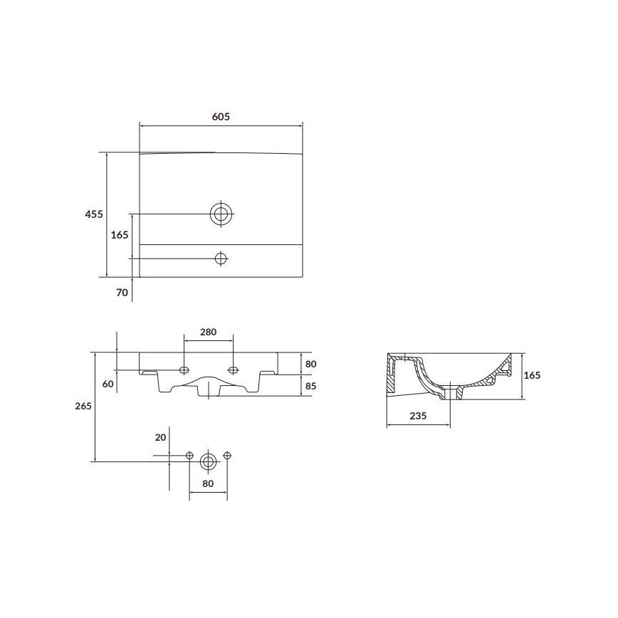 Cersanit K120-009 - Vgradni umivalnik LARGA 45,5x60,5 cm keramika/sijajna bela