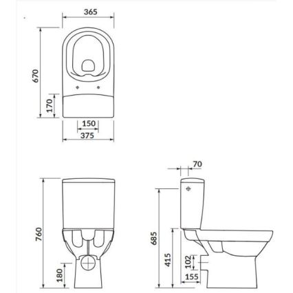 Cersanit K35-037 - Stoječa WC školjka CITY z sedežno desko, keramika/bela
