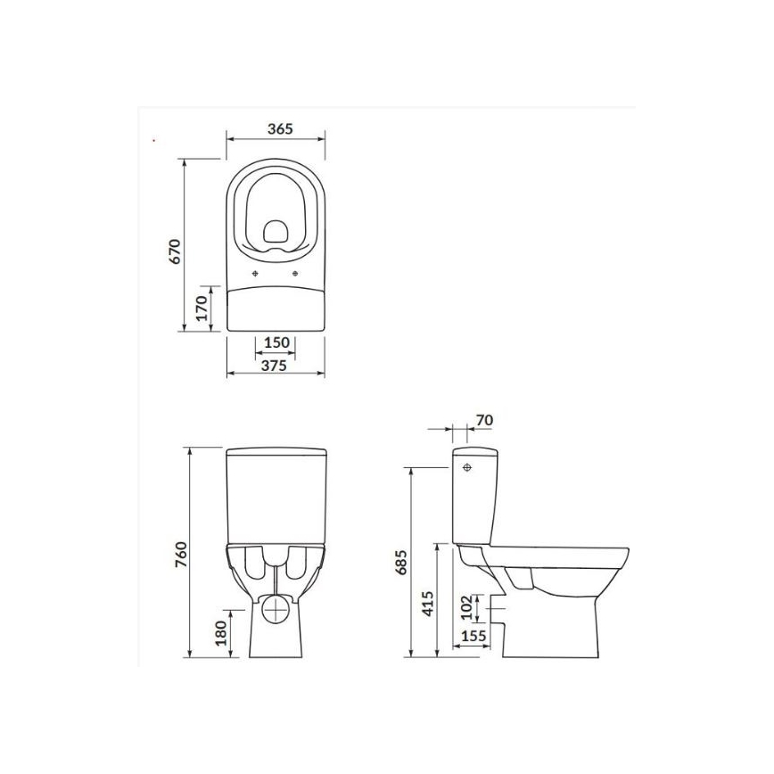 Cersanit K35-037 - Stoječa WC školjka CITY z sedežno desko, keramika/bela