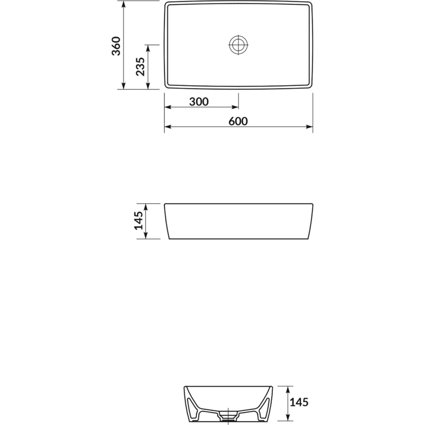 Cersanit K35-047-ECO - Umivalnik za pult CITY 36x60 cm keramika/sijajna bela