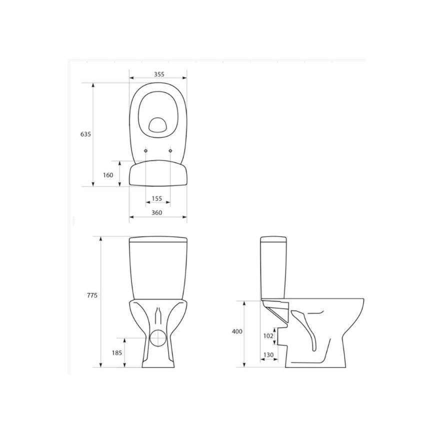 Cersanit K667-052 - prostostoječa WC školjka s sedežno desko ARTECO, keramika/bela