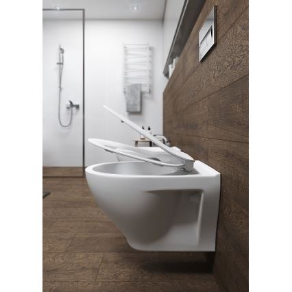 Cersanit K701-147 - Viseča WC školjka s sedežno desko SAVIO keramika/bela