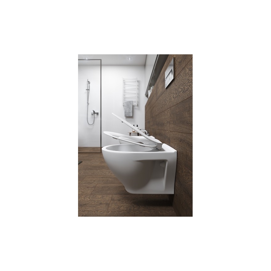 Cersanit K701-147 - Viseča WC školjka s sedežno desko SAVIO keramika/bela