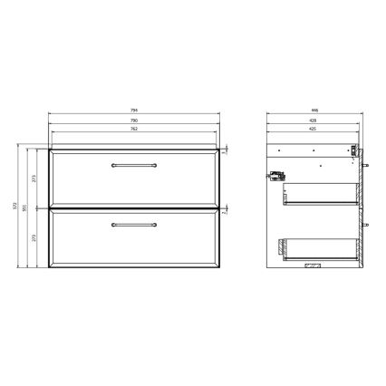 Cersanit S1017-003 - Stenska kopalniška omarica pod umivalnik MILLE 80x55x45 cm črna
