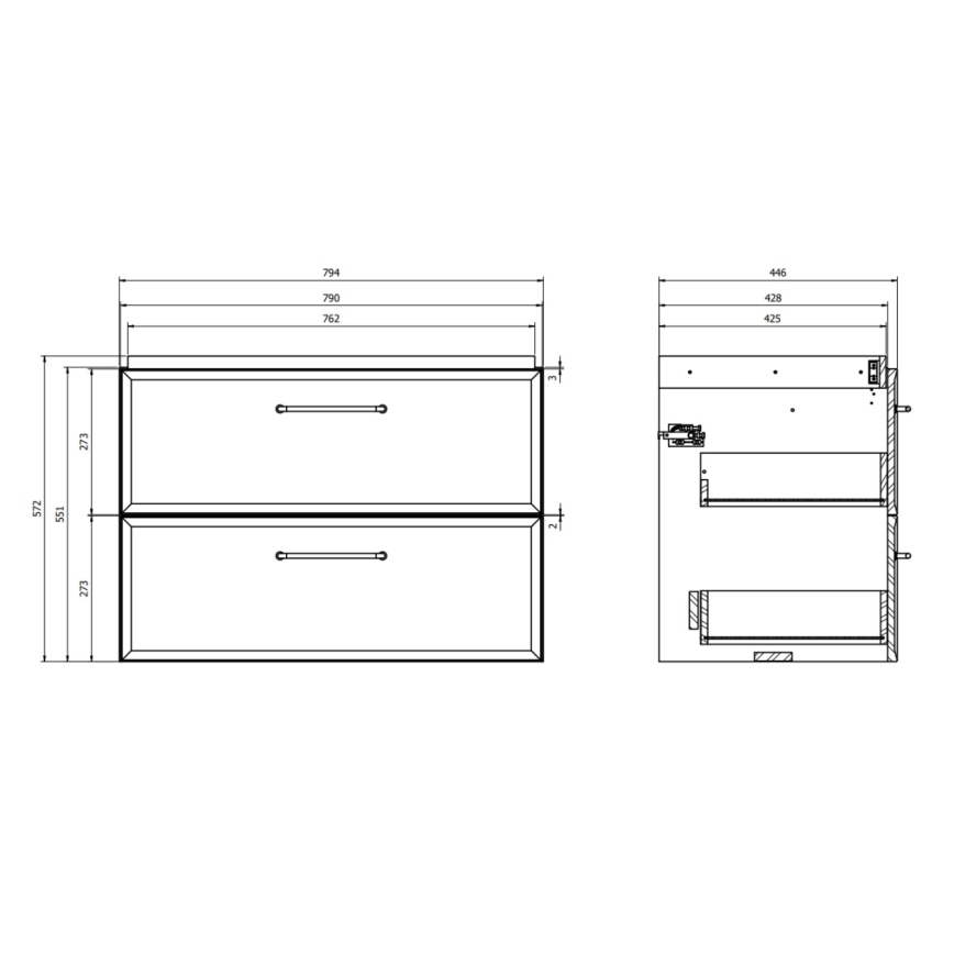 Cersanit S1017-003 - Stenska kopalniška omarica pod umivalnik MILLE 80x55x45 cm črna