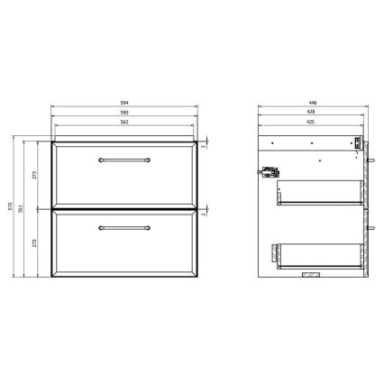 Cersanit S1021-002 - Viseča kopalniška omarica pod umivalnik MILLE 60x45 cm črna