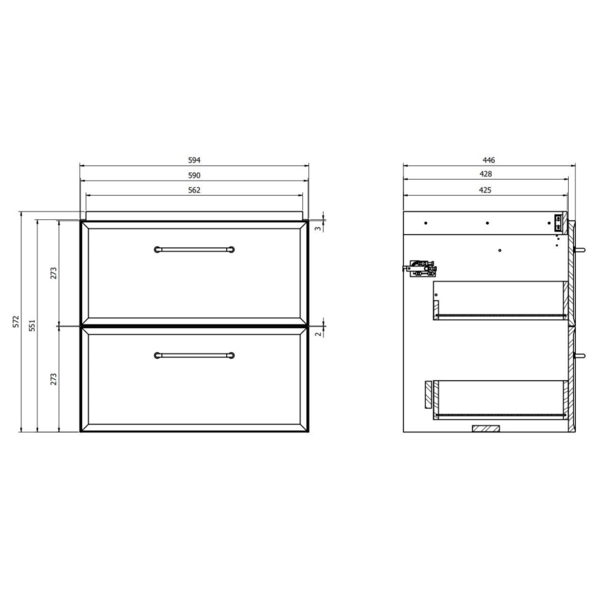 Cersanit S1021-003 - Viseča kopalniška omarica pod umivalnik MILLE 60 x 45 cm mint zelena