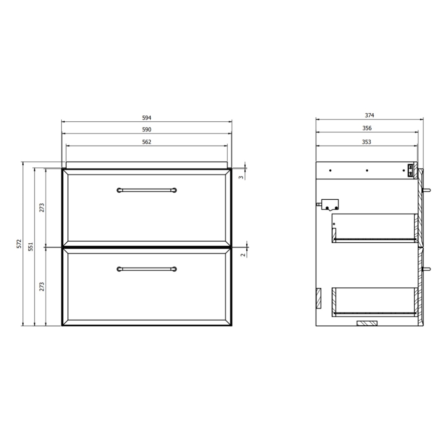 Cersanit S1021-009 - Viseča kopalniška omarica pod umivalnik MILLE SLIM 60x38 cm, mint