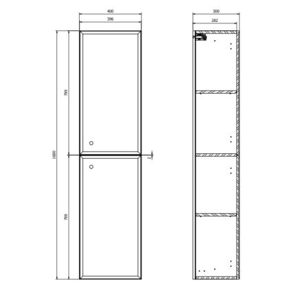Cersanit S1021-010 - Viseča kopalniška omarica MILLE 40x160x30 cm matna bela