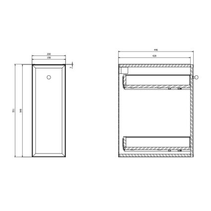 Cersanit S1022-008 - Stenska kopalniška omarica MILLE 20x45 cm, mint zelena