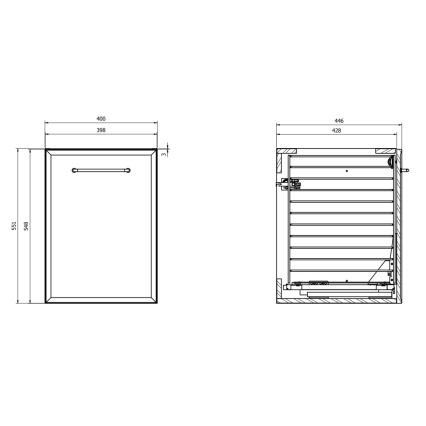 Cersanit S1022-011 - Stenska kopalniška omarica z košem za perilo MILLE 40x55x45 cm bela