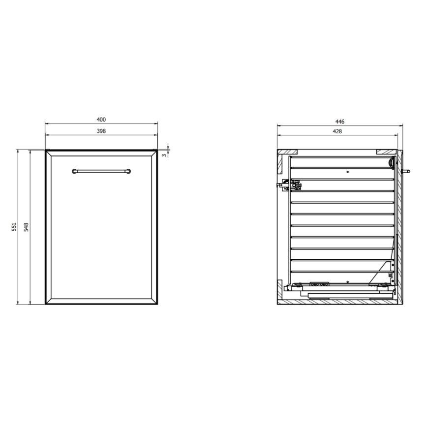 Cersanit S1022-012 - Stenska kopalniška omarica z košem za perilo MILLE 40x45 cm črna