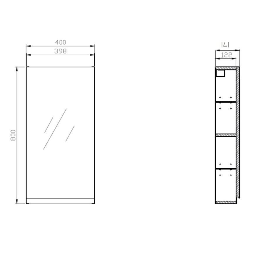 Cersanit S590-030 - Kopalniško ogledalo z omarico MODUO 80x40 cm