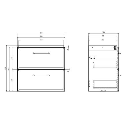 Cersanit S590-100 - Stenska kopalniška omarica pod umivalnik MILLE SLIM 60x38 cm črna