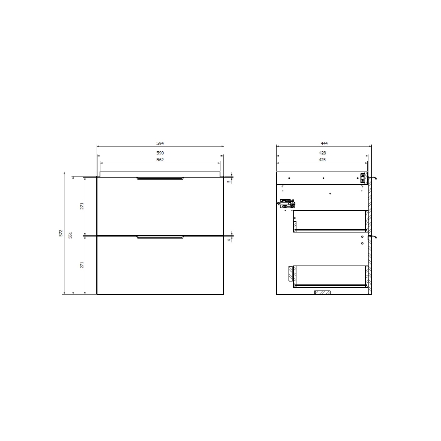 Cersanit S598-046-DSM- Viseča kopalniška omarica pod umivalnik MALIKA 60x45 cm bela