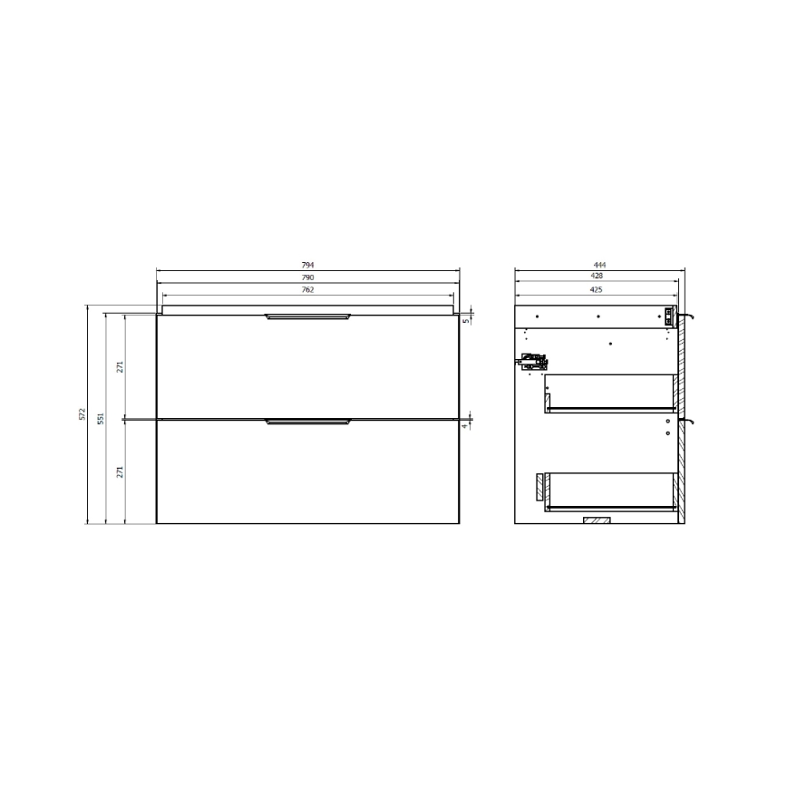Cersanit S598-047-DSM - Viseča kopalniška omarica pod umivalnik MALIKA 80x55x45 cm hrast