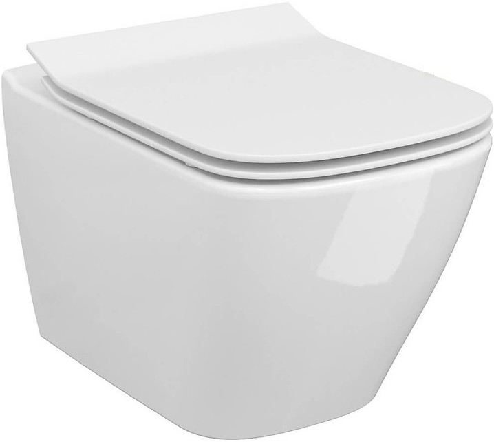 Cersanit S701-405 - Viseča WC školjka z WC desko CITY SQUARE keramika/bela