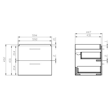 Cersanit S801-147-DSM - Viseča kopalniška omarica z umivalnikom LARA 60x45 cm, bela