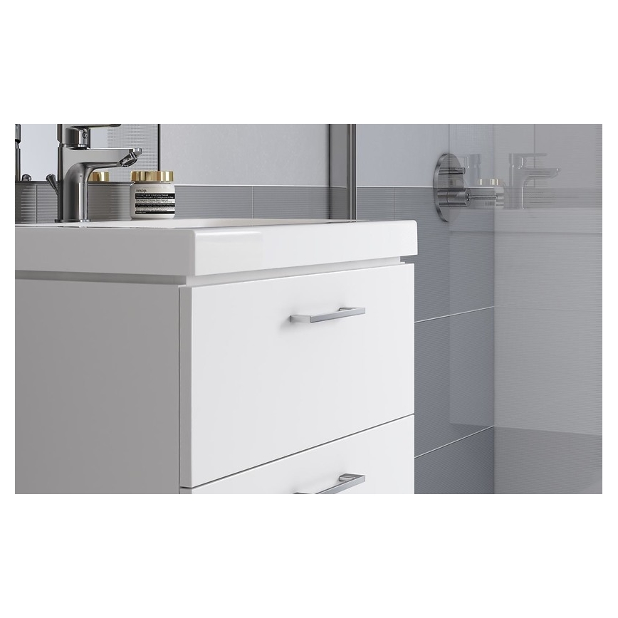 Cersanit S801-149-DSM - Stenska kopalniška omarica z umivalnikom LARA 80x46x45 cm bela