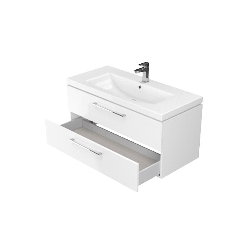 Cersanit S801-149-DSM - Stenska kopalniška omarica z umivalnikom LARA 80x46x45 cm bela