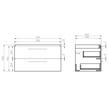Cersanit S801-149-DSM - Stenska kopalniška omarica z umivalnikom LARA 80x46x45 cm bela