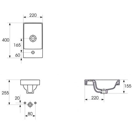 Cersanit S801-218-DSM - Viseča kopalniška omarica z umivalnikom MODUO SLIM 40x22 cm visokosijajna bela