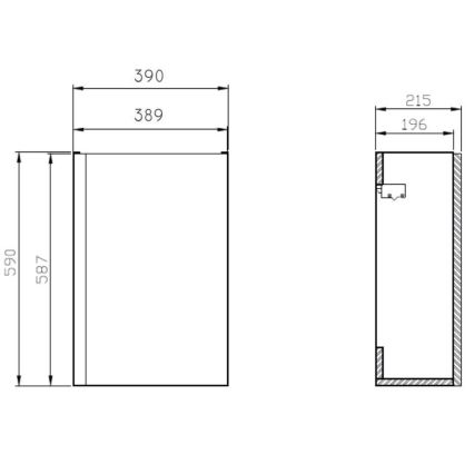 Cersanit S801-218-DSM - Viseča kopalniška omarica z umivalnikom MODUO SLIM 40x22 cm visokosijajna bela