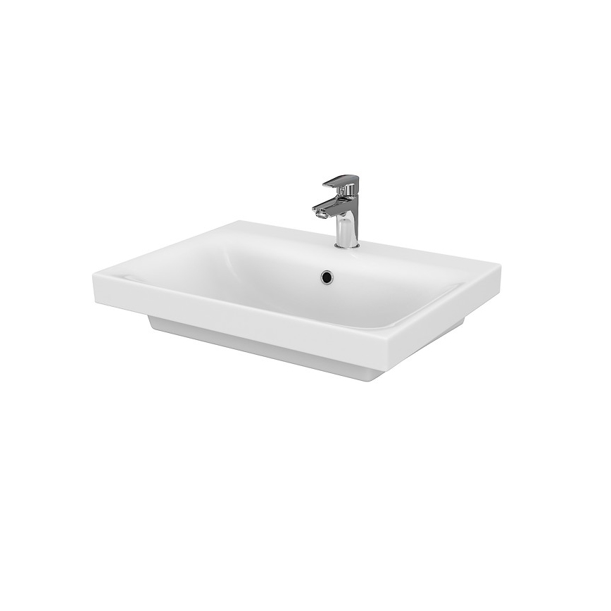 Cersanit S801-223-DSM - Stenska kopalniška omarica z umivalnikom MODUO 60x57x45 cm, visok sijaj, bela