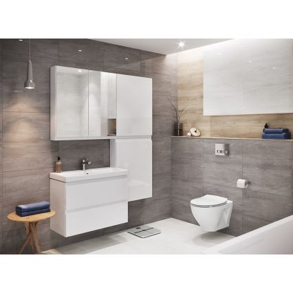 Cersanit S801-225-DSM - Viseča kopalniška omarica z umivalnikom MODUO SLIM 80x57x38 cm, sijajno bela