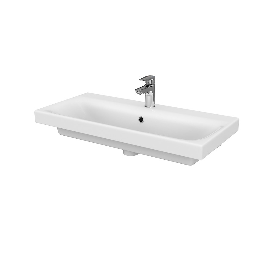 Cersanit S801-225-DSM - Viseča kopalniška omarica z umivalnikom MODUO SLIM 80x57x38 cm, sijajno bela