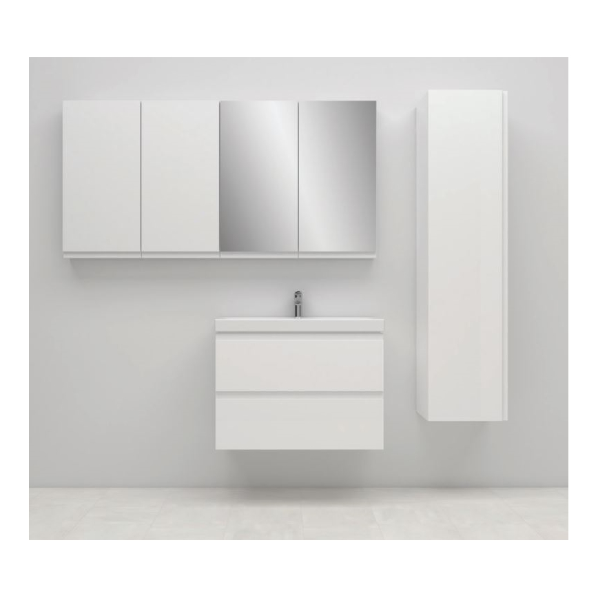 Cersanit S801-225-DSM - Viseča kopalniška omarica z umivalnikom MEDA SLIM 62x80 cm sijoča ​​bela