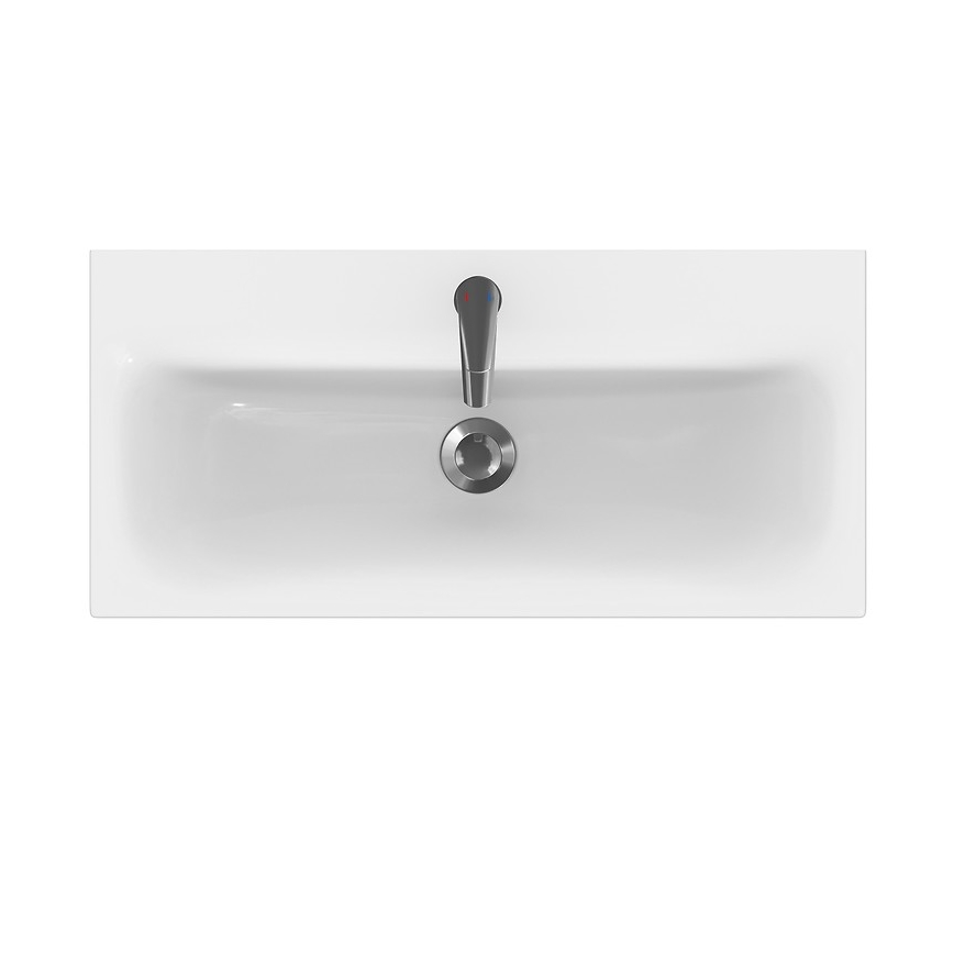 Cersanit S801-225-DSM - Stenska kopalniška omarica z umivalnikom MODUO SLIM 80x38 cm, bela v visokem sijaju